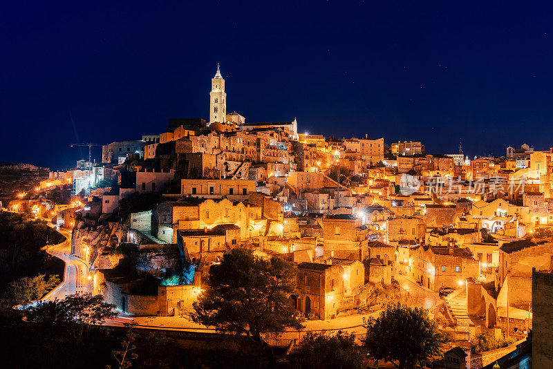 Matera / Sassi在Matera / Italy / ancient town / night